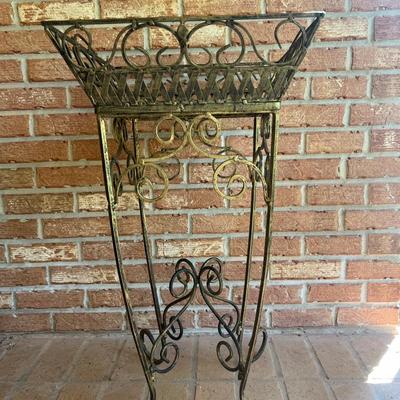 Pair Of Wrought Iron Garden Pot Plant Stand