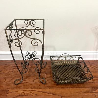 Pair Of Wrought Iron Garden Pot Plant Stand