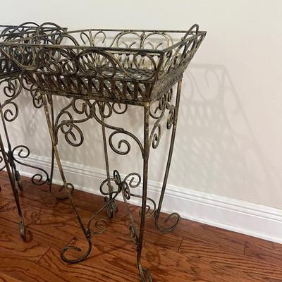 Pair Of Wrought Iron Garden Pot Plant Stand
