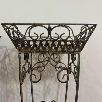 Pair Of Wrought Iron Garden Pot Plant Stand