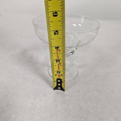 6 - Etched Glass Grapevine Design Sherbet Glasses