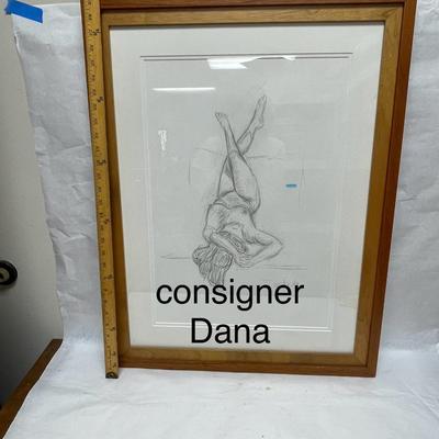 Framed Drawing of nude woman