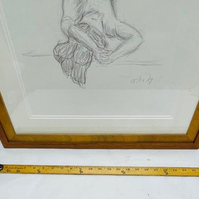 Framed Drawing of nude woman