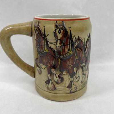 Vintage 80's Budweiser Champion Clydesdales Holiday Stein Rare