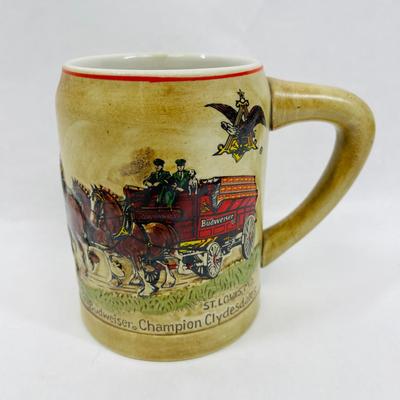 Vintage 80's Budweiser Champion Clydesdales Holiday Stein Rare