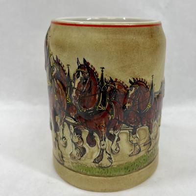 Vintage 80's Budweiser Champion Clydesdales Holiday Stein Rare