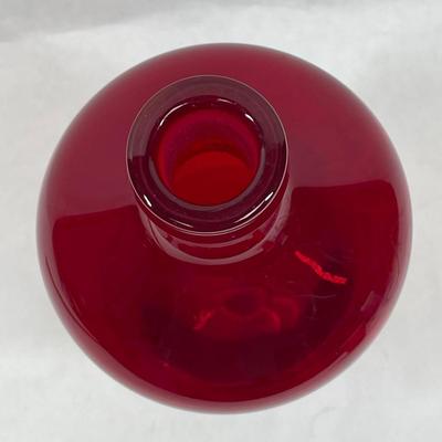Red Glass Blenko Decanter with top clear base