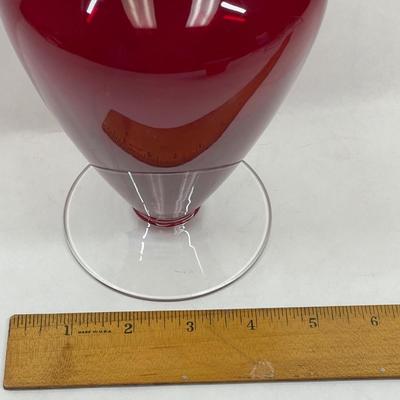 Red Glass Blenko Decanter with top clear base