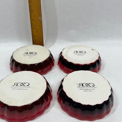 ROCQ Parisian Patisserie Ramekin Bake Dish Red Black Tarty Pie Creme Brulet - set of 4