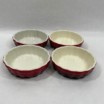 ROCQ Parisian Patisserie Ramekin Bake Dish Red Black Tarty Pie Creme Brulet - set of 4
