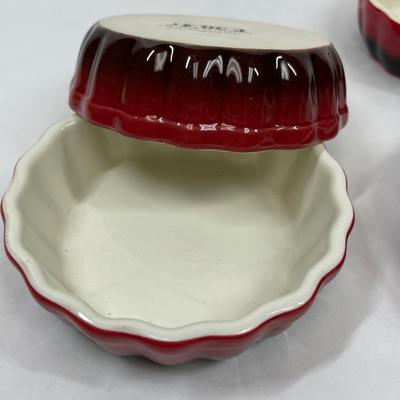 ROCQ Parisian Patisserie Ramekin Bake Dish Red Black Tarty Pie Creme Brulet - set of 4