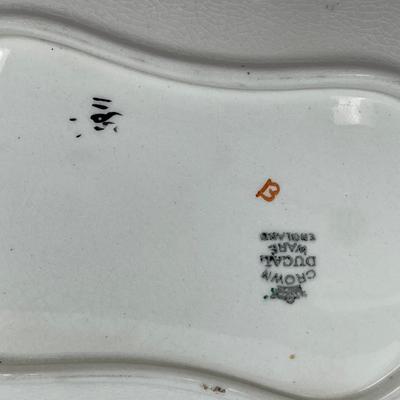 Handled Serving Platter Crown Ducal Ware Blue Parrot Chinz Pattern