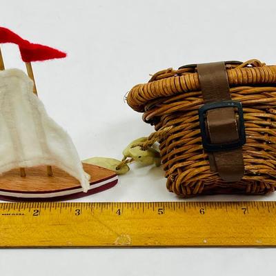 Baby Doll Toys Display Accessory Pieces - sail boat and fishing basket