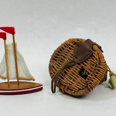 Baby Doll Toys Display Accessory Pieces - sail boat and fishing basket