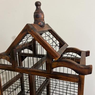 Bird Cage Style Wood And Metal Wire Shelf or CD Holder