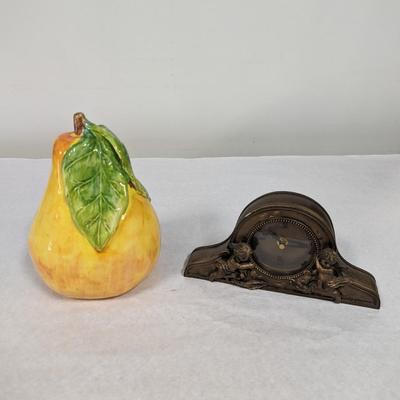 Battery Operated Clock & Ceramic Pear