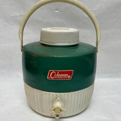 Coleman Vintage Green & White 1 Gallon Water Cooler Jug With Cup
