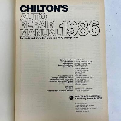 Chilton’s Auto Repair Manual 1986