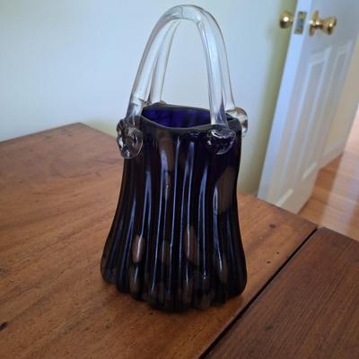 blue glass purse