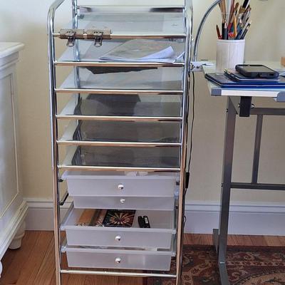 rolling metal organizer cart