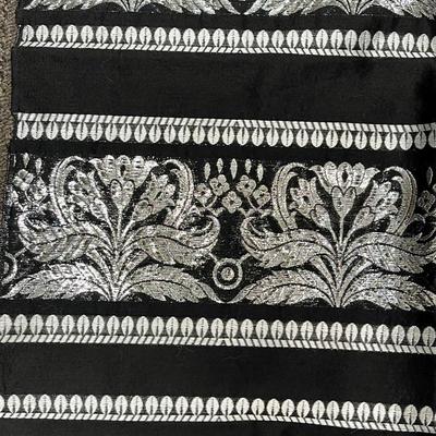 Caroline Haute Couture Black with Silver Embroidered Motif Large Scarf