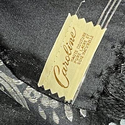 Caroline Haute Couture Black with Silver Embroidered Motif Large Scarf