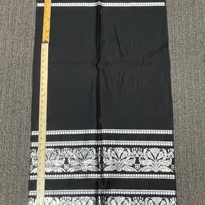 Caroline Haute Couture Black with Silver Embroidered Motif Large Scarf