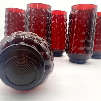Anchor Hocking Royal Red Ruby Bubble Glass Glasses