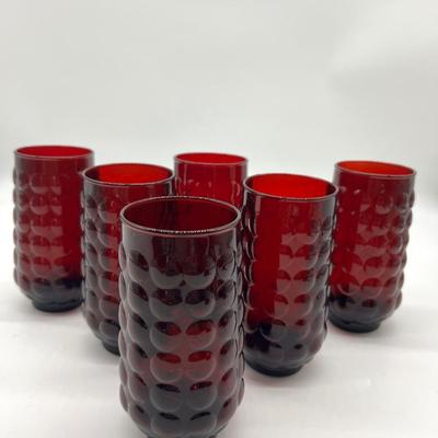 Anchor Hocking Royal Red Ruby Bubble Glass Glasses