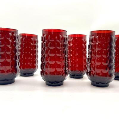 Anchor Hocking Royal Red Ruby Bubble Glass Glasses