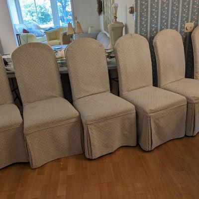 6 High Back Dining Chairs (Rubins) Newly Professionally Covered