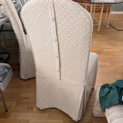 6 High Back Dining Chairs (Rubins) Newly Professionally Covered