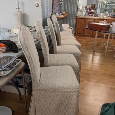 6 High Back Dining Chairs (Rubins) Newly Professionally Covered