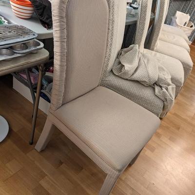 6 High Back Dining Chairs (Rubins) Newly Professionally Covered