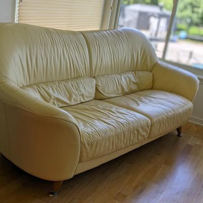Rubins (Nurista) Butter Colored Art Deco Leather Couch