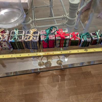 Adorable Stained Glass Miniature Christmas Present Box Ornaments