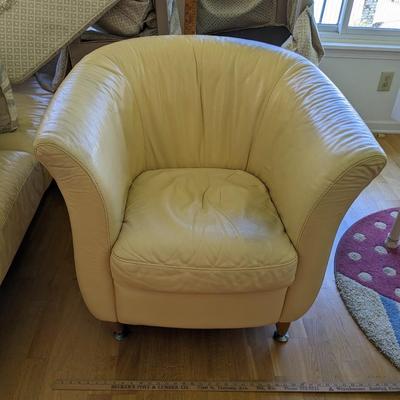 Matching Couch Butter Colored Barrel Leather Chair