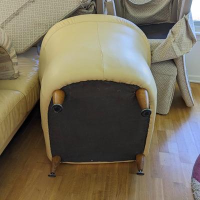 Matching Couch Butter Colored Barrel Leather Chair