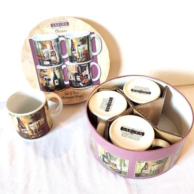Lot #58 Box of 4 Sakura Stoneware Mugs