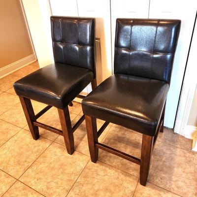 Lot #65 Set of 2 "Pleather" Bar Stools - good condition