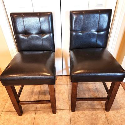 Lot #65 Set of 2 "Pleather" Bar Stools - good condition