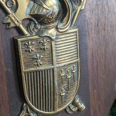 Vintage Fireplace Bellows Works Wood Leather Metal Coat of Arms