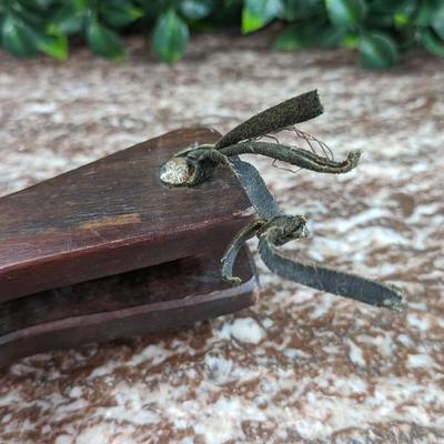 Vintage Fireplace Bellows Works Wood Leather Metal Coat of Arms