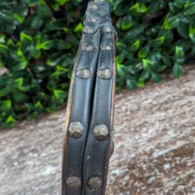 Vintage Fireplace Bellows Works Wood Leather Metal Coat of Arms