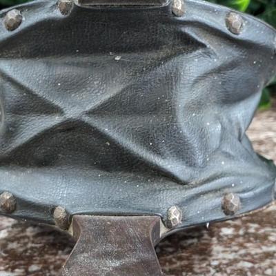 Vintage Fireplace Bellows Works Wood Leather Metal Coat of Arms