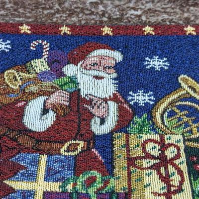 Set of 4 Vintage Santa Placemats Christmas Cloth Poinsettia