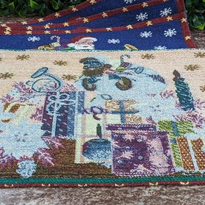 Set of 4 Vintage Santa Placemats Christmas Cloth Poinsettia