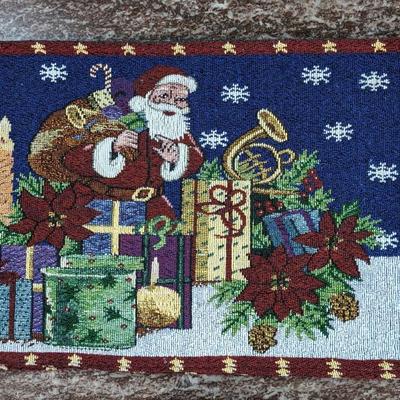 Set of 4 Vintage Santa Placemats Christmas Cloth Poinsettia