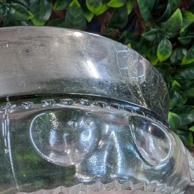 Vintage Small Glass Bowl on Pedestal Metal Rim