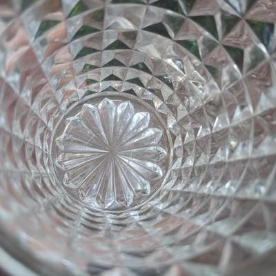 Vintage Cut Glass Crystal Ice Bucket with Silverplate Rim and Handle